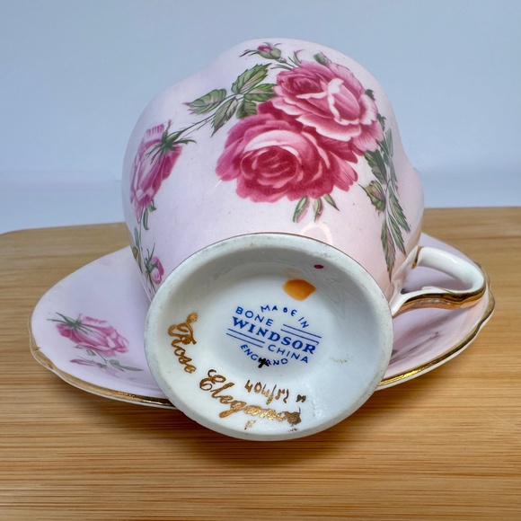 Windsor Bone China “Rosa Elegans” Pink Rose Teacup & Saucer • England 🌸 - Picture 3 of 6